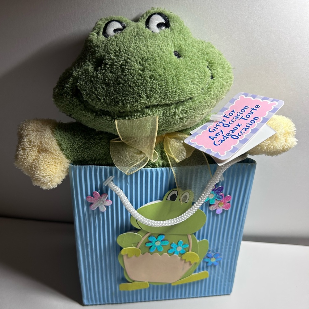 Plush in a gift bag - GREEN FROG